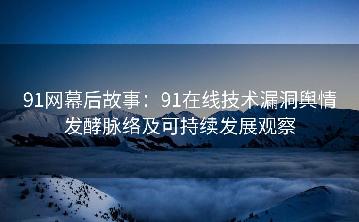 91网幕后故事：91在线技术漏洞舆情发酵脉络及可持续发展观察
