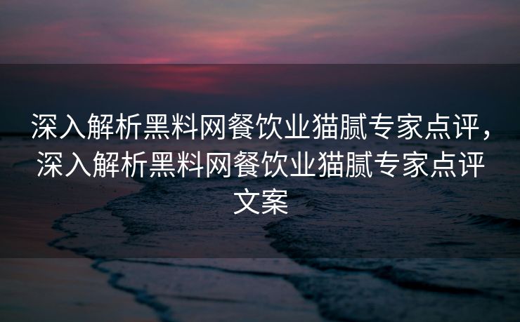 深入解析黑料网餐饮业猫腻专家点评，深入解析黑料网餐饮业猫腻专家点评文案